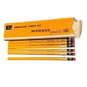 Vintage 7 Eberhard Faber Mongol 482 pencils + box 482-2, 6 Unsharpened writing t
